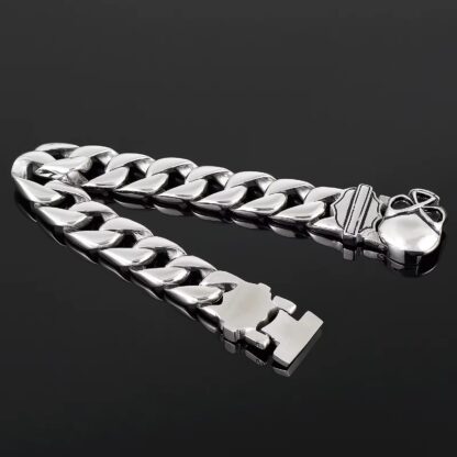 Engraved Stainless Steel Skull Link Bracelet - Image 5