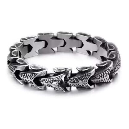 Engraved Dragon Scale Stainless Steel Bracelet
