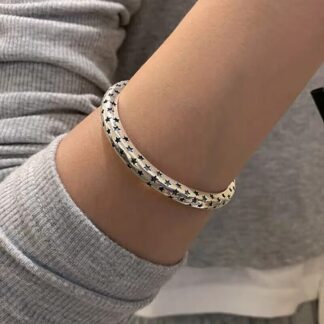 Extendable Silver with Black Star Bangle
