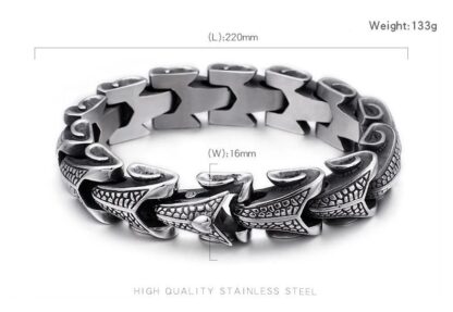 Engraved Dragon Scale Stainless Steel Bracelet - Image 2