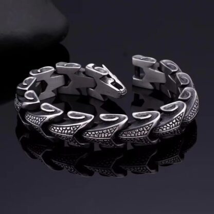 Engraved Dragon Scale Stainless Steel Bracelet - Image 3