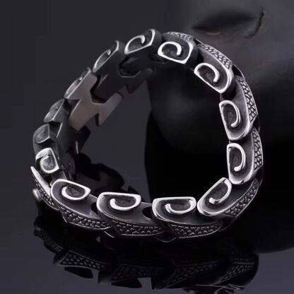 Engraved Dragon Scale Stainless Steel Bracelet - Image 4