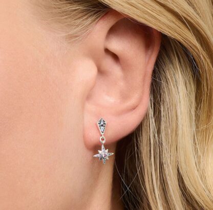 Beautiful 925 Star and Moon Stud Hanging Earrings - Image 2
