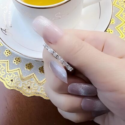 Exquisite 925 Silver Ring with Shimmering White Paved Stones - Image 2