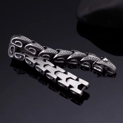 Engraved Dragon Scale Stainless Steel Bracelet - Image 7