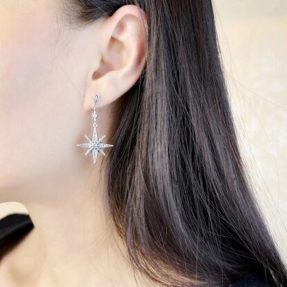 Celestial Charm: 925 Silver Star and Moon Drop Earrings for Enchanting Elegance - Image 6