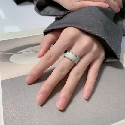 925 Sterling Silver Wave White Ring: Embrace the Flow of Elegance - Image 2