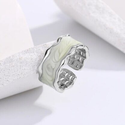 925 Sterling Silver Wave White Ring: Embrace the Flow of Elegance - Image 3