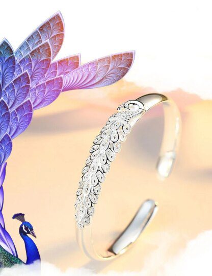 Exquisite 925 Sterling Silver Peacock Bracelet: A Symbol of Grace and Beauty - Image 8