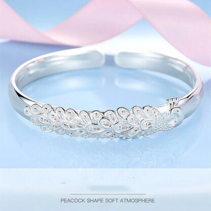 Exquisite 925 Sterling Silver Peacock Bracelet: A Symbol of Grace and Beauty - Image 4