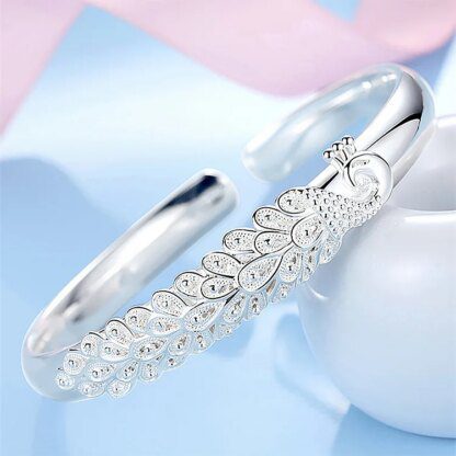 Exquisite 925 Sterling Silver Peacock Bracelet: A Symbol of Grace and Beauty - Image 3