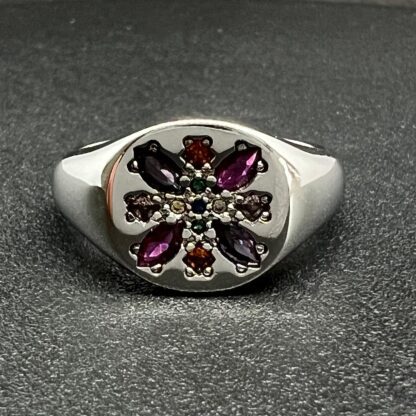 Silver Ring in Flower Gemstone Design for Woman, Treat Yourself - Image 6