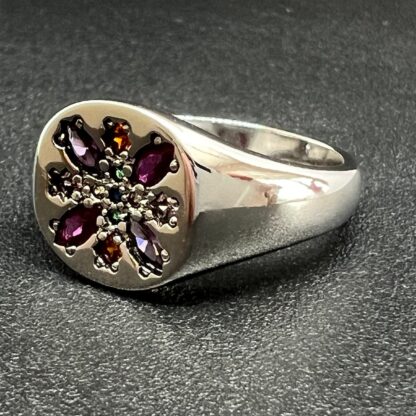 Silver Ring in Flower Gemstone Design for Woman, Treat Yourself - Image 2