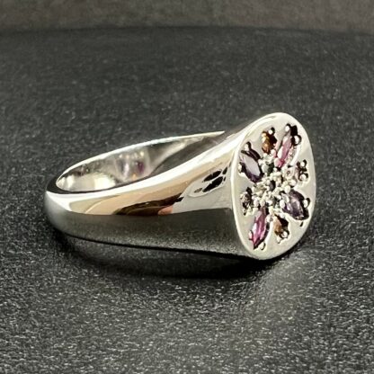 Silver Ring in Flower Gemstone Design for Woman, Treat Yourself - Image 5
