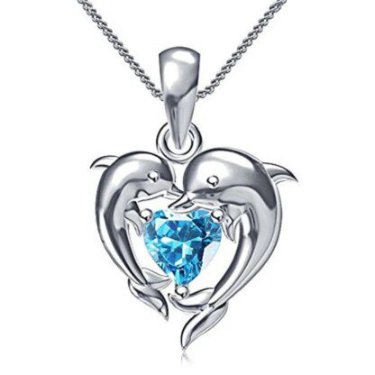 Dolphin Heart CZ Necklace: Chic Bridal Clavicle Chain for Women - Image 2