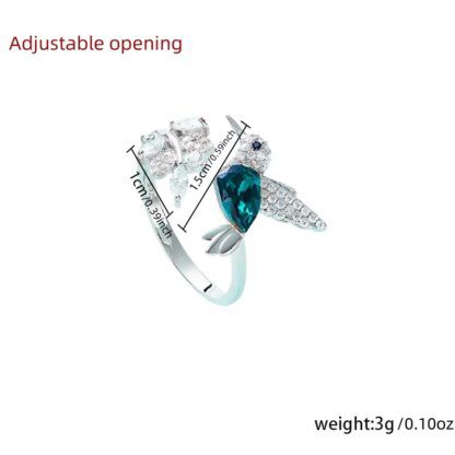 Enchanting Emerald Hummingbird Ring with Adjustable Fit - Image 5