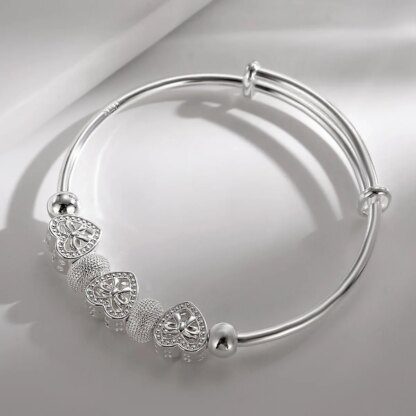 Exquisite 925 Silver Heart Bangles: Adorn Your Wrist with Love