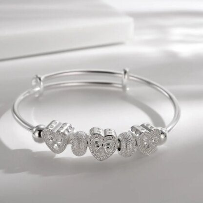 Exquisite 925 Silver Heart Bangles: Adorn Your Wrist with Love - Image 3