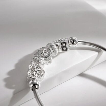 Exquisite 925 Silver Heart Bangles: Adorn Your Wrist with Love - Image 2