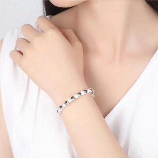 925 Sterling Silver Anxiety Beads Bracelets: Adjustable Bangles for Stress Relief