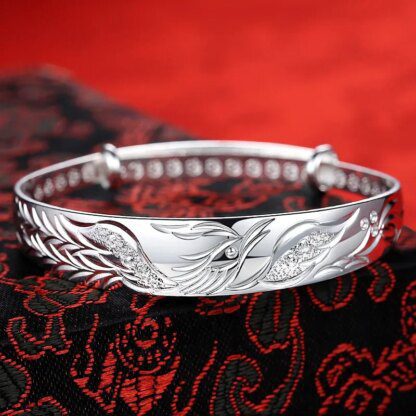 Engraved Magic Fire Phoenix Bracelet: Sterling Silver 925 - Image 3