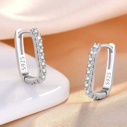 Sparkling Elegance: 925 Sterling Silver Crystal Hoop Earrings
