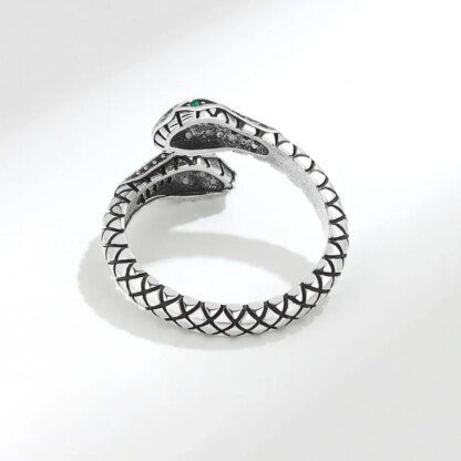 Enticing Emerald-Eyed Serpent: 925 Sterling Silver Snake Ring - Image 3