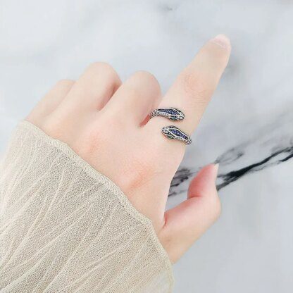 Enticing Emerald-Eyed Serpent: 925 Sterling Silver Snake Ring - Image 2