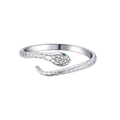 Enticing Emerald-Eyed Serpent: 925 Sterling Silver Snake Ring - Image 6