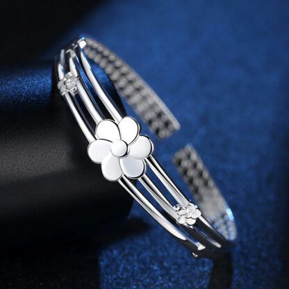 925 Sterling Silver Adjustable Flower Charm Bracelets: Timeless Elegance for Every Wrist - Image 3