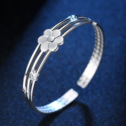 925 Sterling Silver Adjustable Flower Charm Bracelets: Timeless Elegance for Every Wrist - Image 2