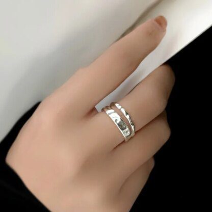 Exquisite Double-Layer Wavy 925 Silver Ring - Image 3