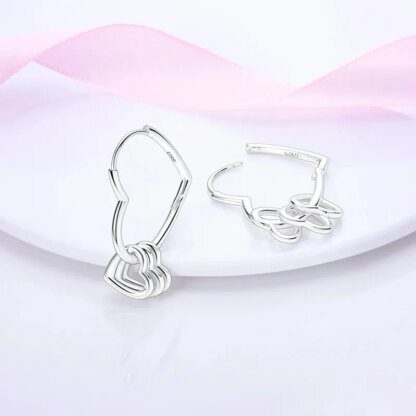 Captivating Heart-Shaped Sterling Silver Hoop Earrings: Elevate Your Style - Image 2