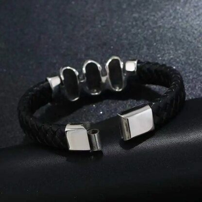 Skull Ghost Head Leather Bracelet: Magnetic Buckle, Gothic Charm - Image 4