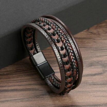 Vintage Leather Rope Braided Bracelet: Multi-Layered Charm for Your Wrist - Image 2