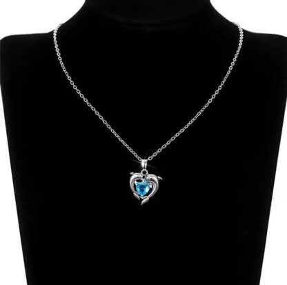Dolphin Heart CZ Necklace: Chic Bridal Clavicle Chain for Women - Image 3