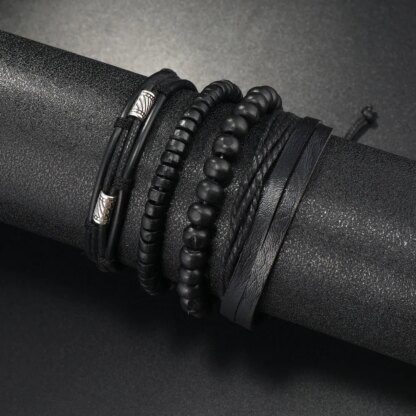 Exquisite Handcrafted Beaded Leather Bracelet: A Multi-layered Masterpiece - Image 2