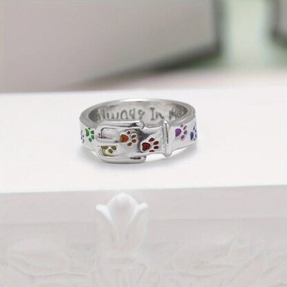 Paw Print Collar Ring: Cherish Your Pet's Memory in Style - Image 3