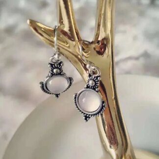 Enthralling Rainbow Moonstone Vintage Eardrop Earrings