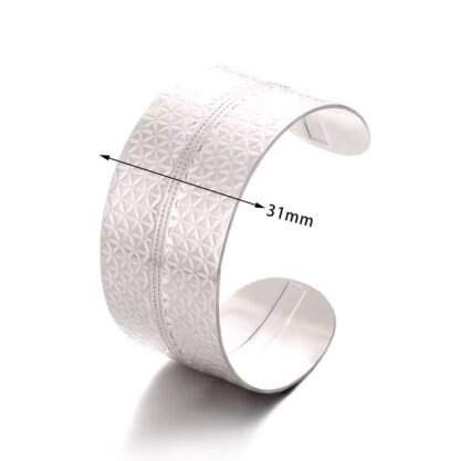Exquisite Silver Texture Wide Cuff Bracelet: Elevate Your Style - Image 2