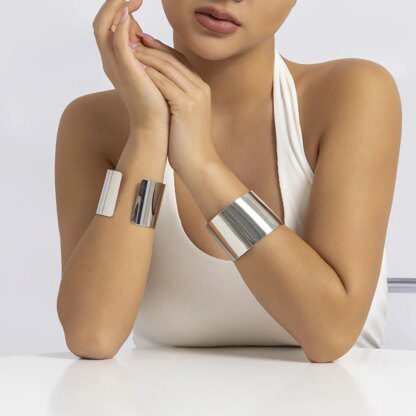 Exquisite Silver Wide Cuff Bracelets: Elevate Your Style with Metallic Elegance - Image 3
