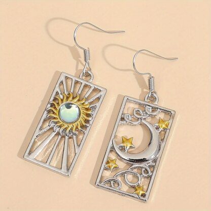 Celestial Symphony: Moon, Stars, and Sun Earrings for Cosmic Glamour - Image 2