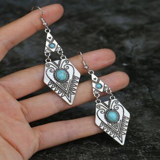 Exquisite Vintage Bohemian Turquoise Stone Handmade Earrings