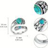 Enticing Silver Floral Retro Turquoise Open Ring: A Timeless Statement - Image 4