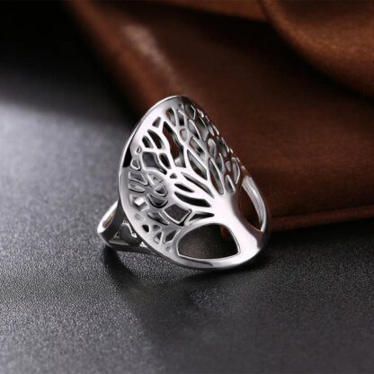 Exquisite Tree of Life Ring: Sterling Silver Plated for Timeless Elegance - Image 3