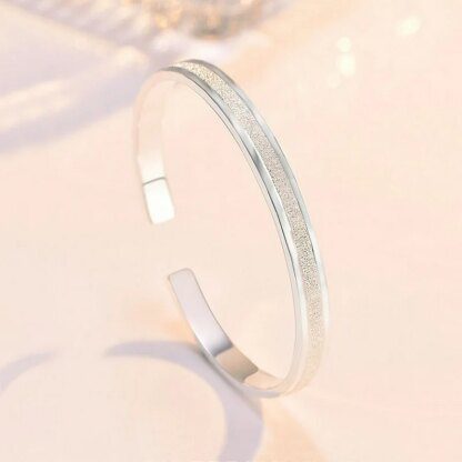 Exquisite Frosted Adjustable 925 Sterling Silver Bracelets - Image 2