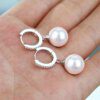 Shimmering Elegance: Pearl and Zircon Sterling Silver Earrings - Image 2