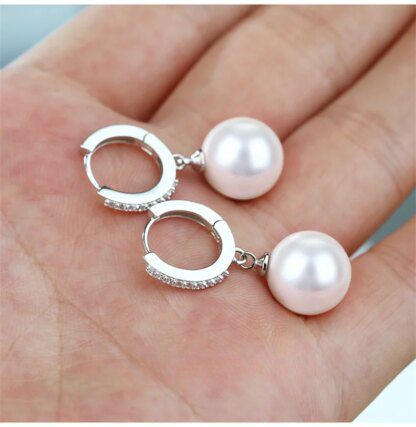 Shimmering Elegance: Pearl and Zircon Sterling Silver Earrings - Image 2