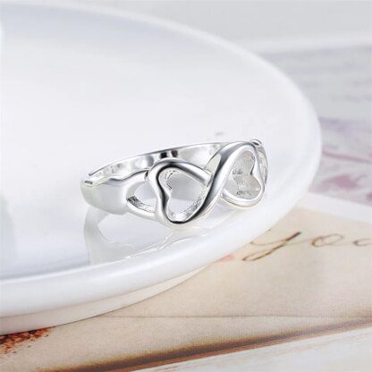 Exquisite 925 Sterling Silver Double Heart Ring: A Symbol of Love and Elegance - Image 4