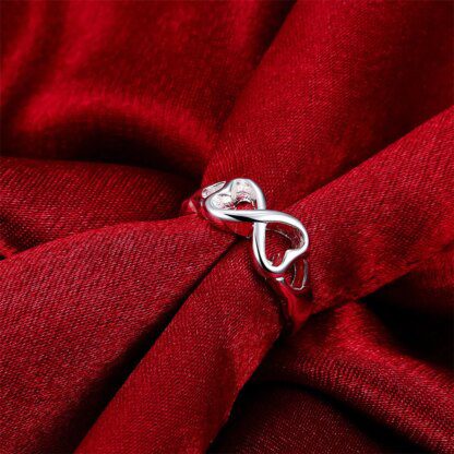 Exquisite 925 Sterling Silver Double Heart Ring: A Symbol of Love and Elegance - Image 3